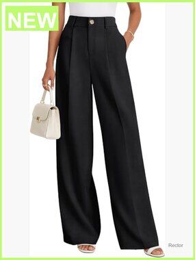 Wide Leg Dress Pants High Waisted Business Casual Work Trousers with Pockets